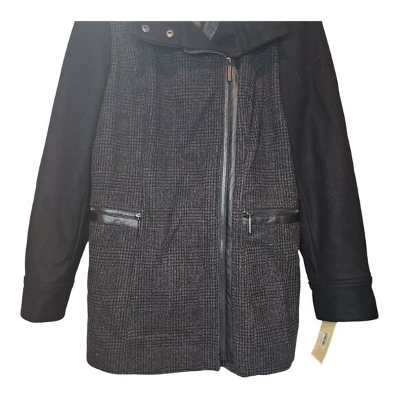 Michael Kors Wool Coat Womens 10 Hooded Pockets NWT $360 Dark Gray - Picture 4 of 14